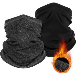 2 Pack Winter Neck Gaiter Warmers – Windproof Fleece Face Cover Unisex